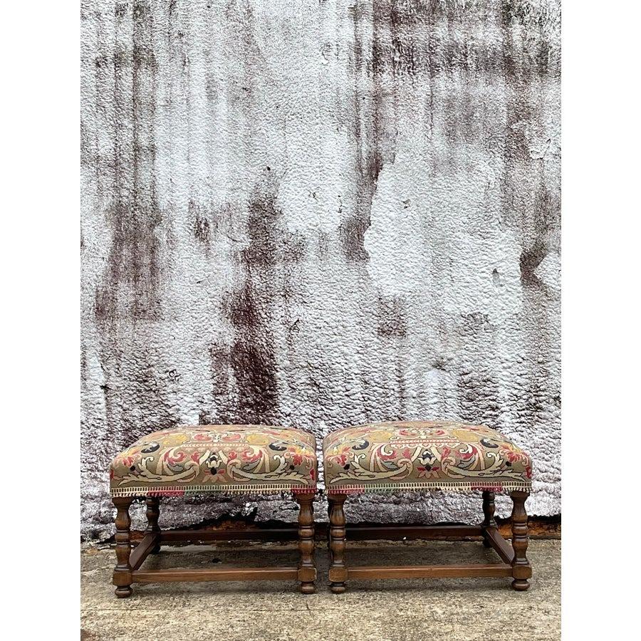 Vintage Boho Petit Point Low Stool 2