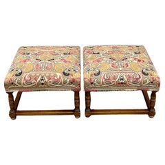 Vintage Boho Petit Point Low Stool