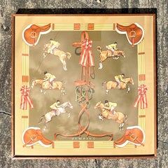 Vintage Boho Phillips Ledoux for Hermes Framed Printed Silk Scarf