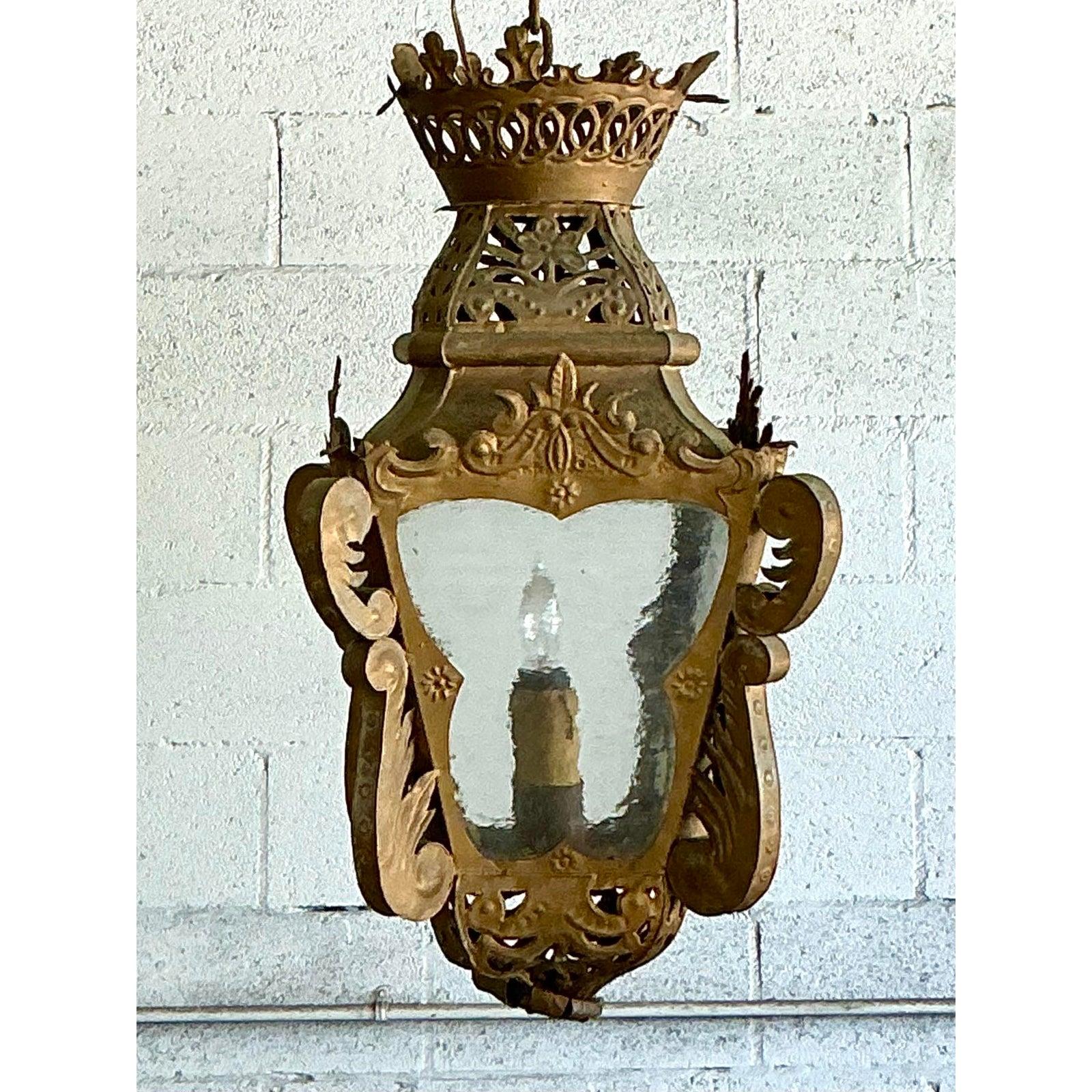 Vintage Boho durchbohrt Metall Laterne im Angebot 5