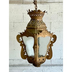 Vintage Boho Pierced Metal Lantern