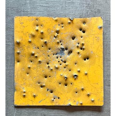 Escultura de pared vintage boho de metal perforado