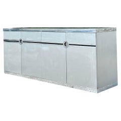 Vintage Boho Pierre Cardin Brushed Stainless Steel Credenza