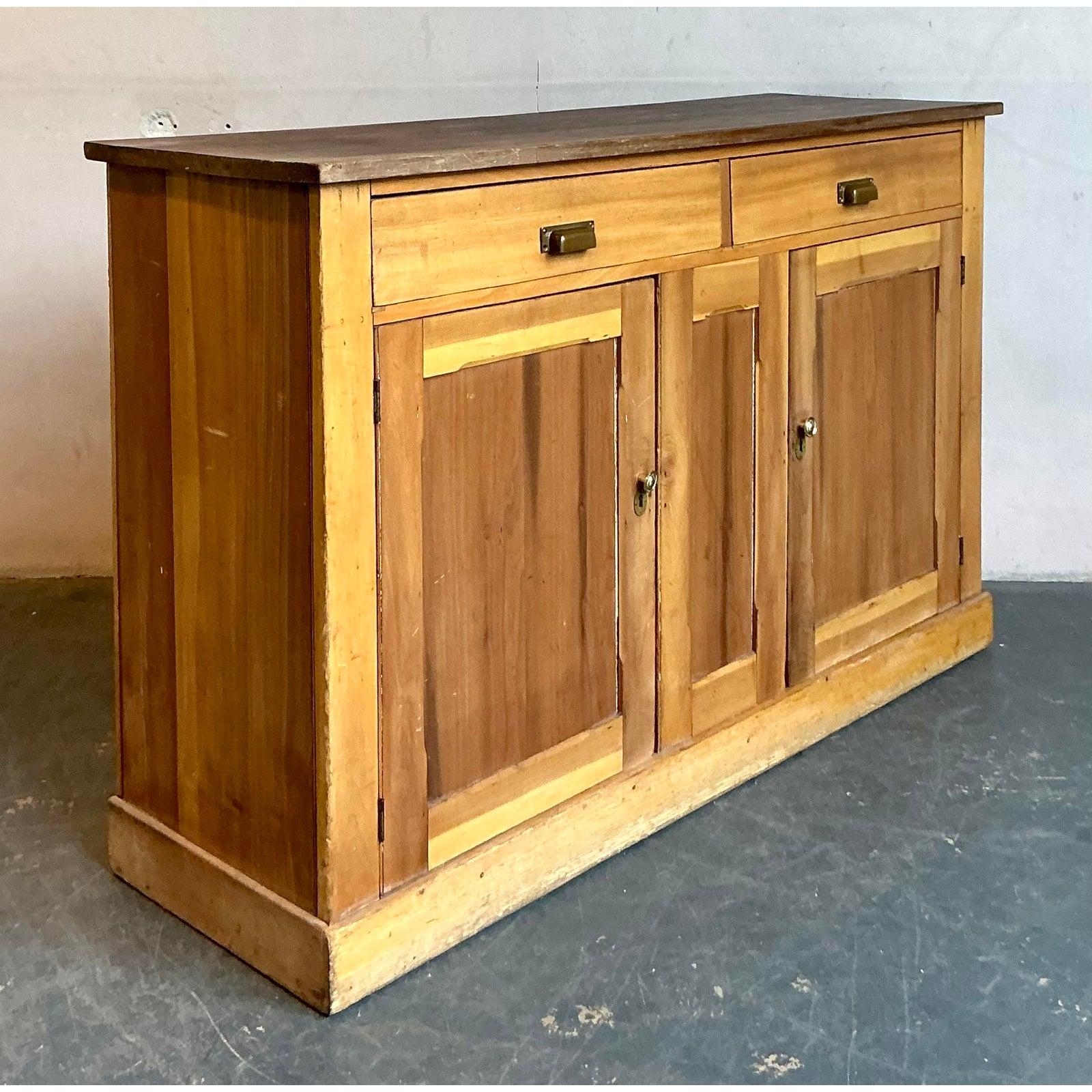 Vintage Boho Pine Sideboard In Good Condition For Sale In West Palm Beach, FL