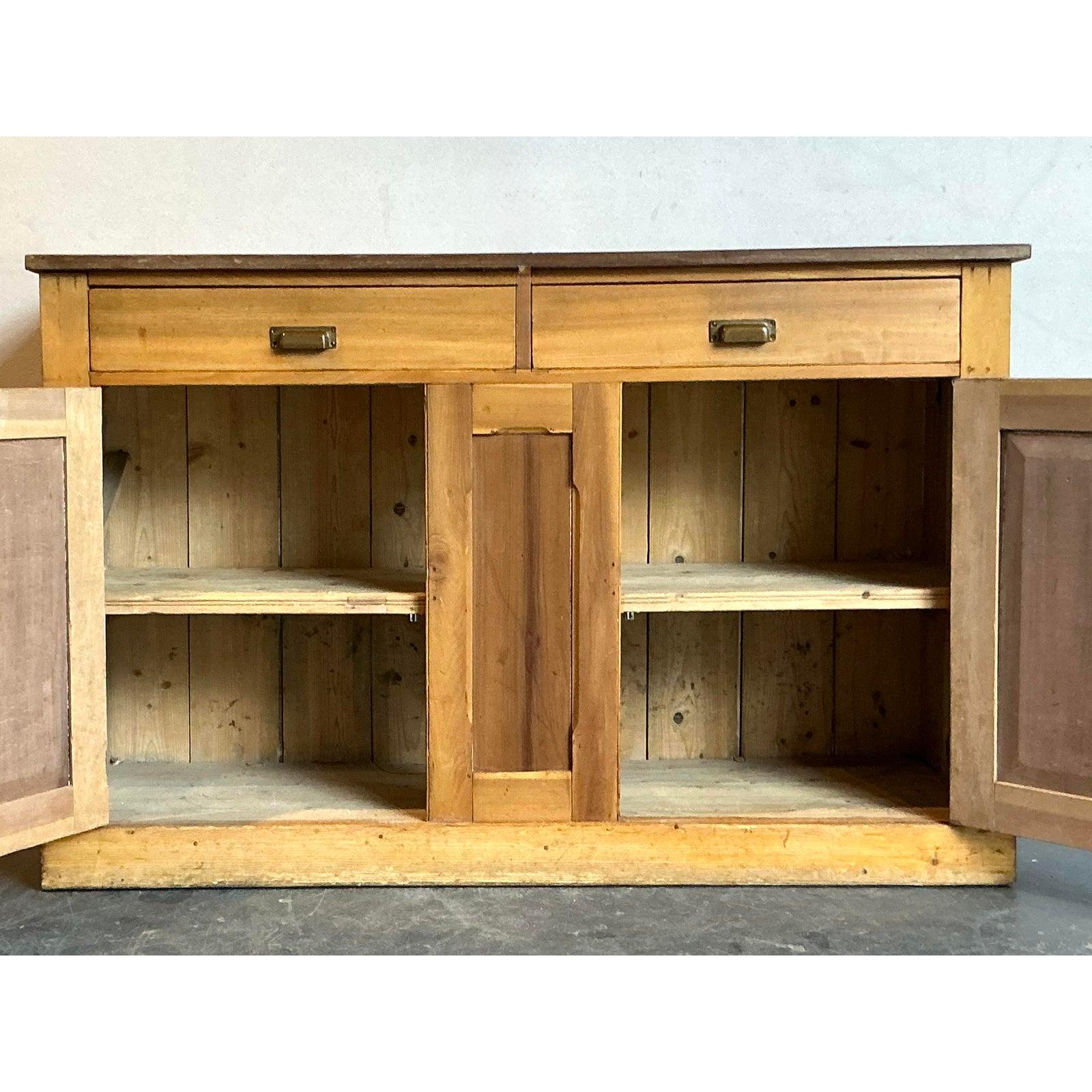 20th Century Vintage Boho Pine Sideboard For Sale