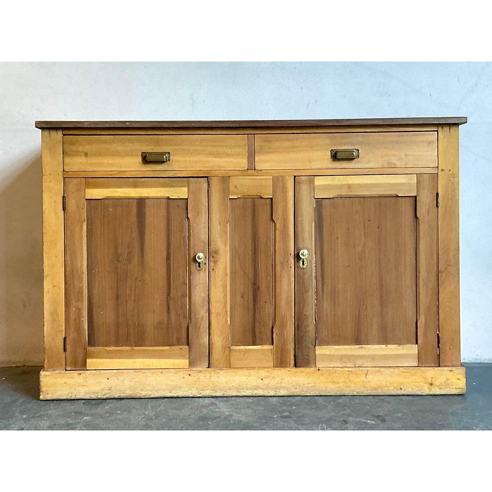 Vintage Boho Pine Sideboard For Sale 1