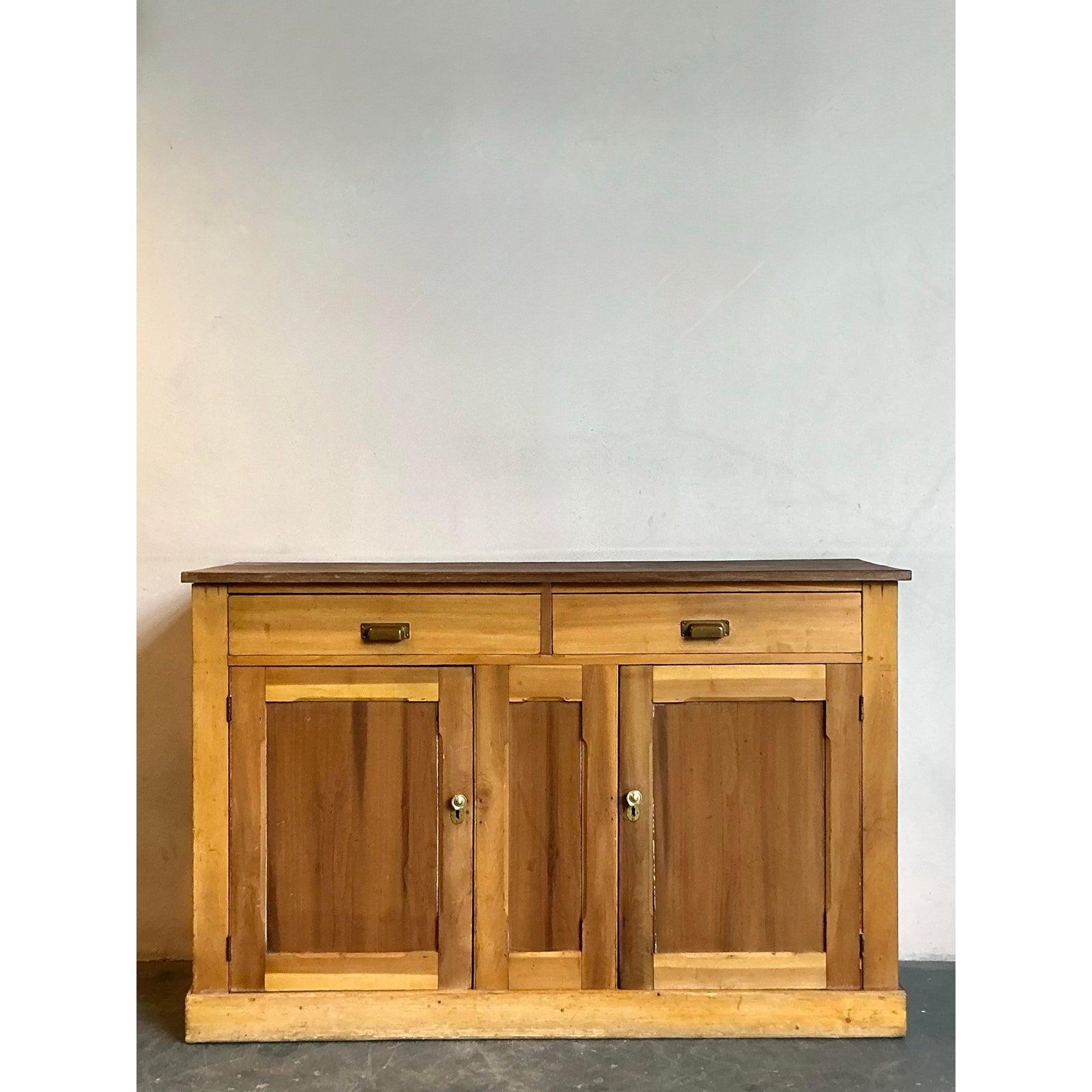 Vintage Boho Pine Sideboard For Sale 2