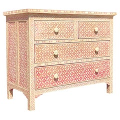Vintage Boho Pink Inlay Chest of Drawers