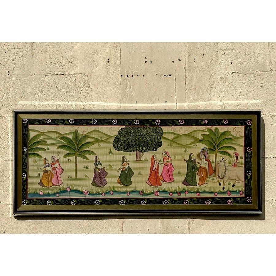 Boho Pishwaa, Gemälde auf Seide, Vintage im Angebot 3