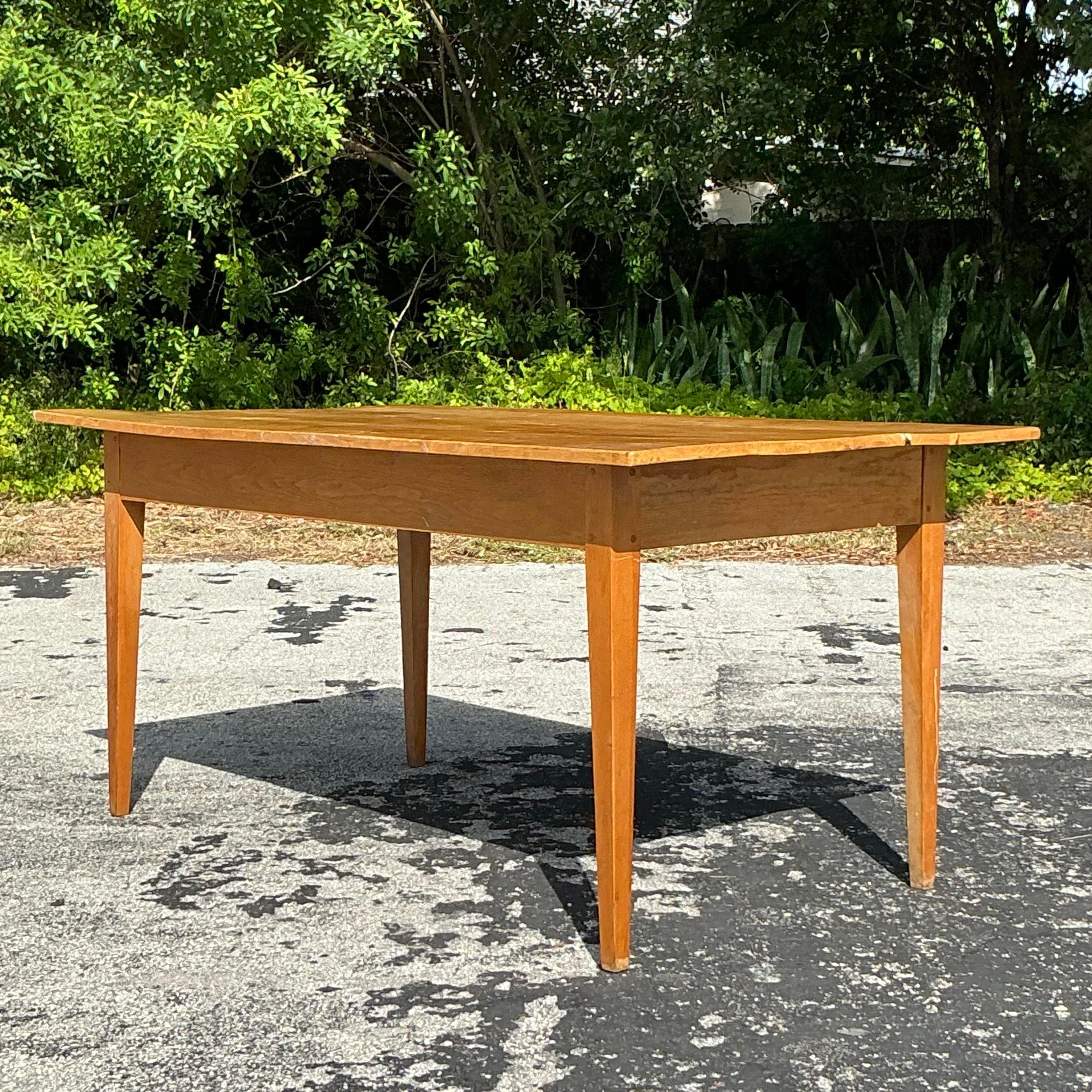 Américain Table de ferme vintage Boho Plank en vente