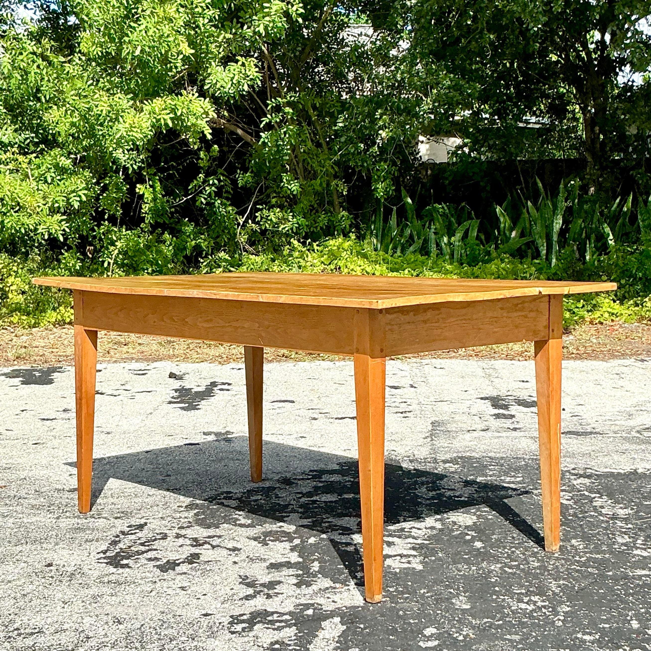 Table de ferme vintage Boho Plank Bon état - En vente à west palm beach, FL