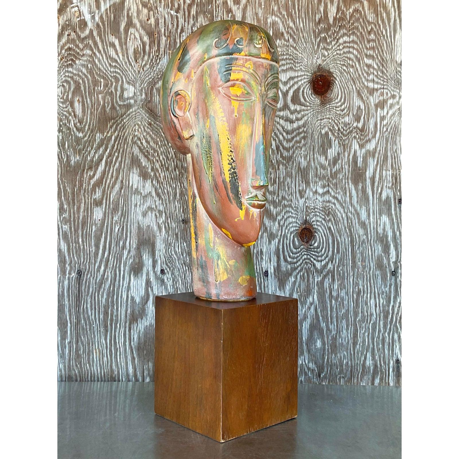 Americano Busto in gesso boho vintage di Modigliani in vendita