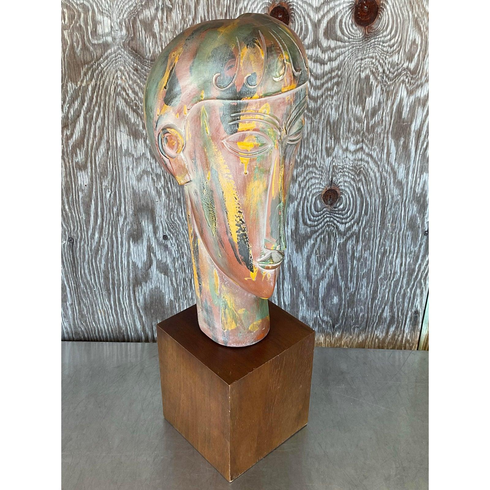 Busto in gesso boho vintage di Modigliani In condizioni buone in vendita a west palm beach, FL