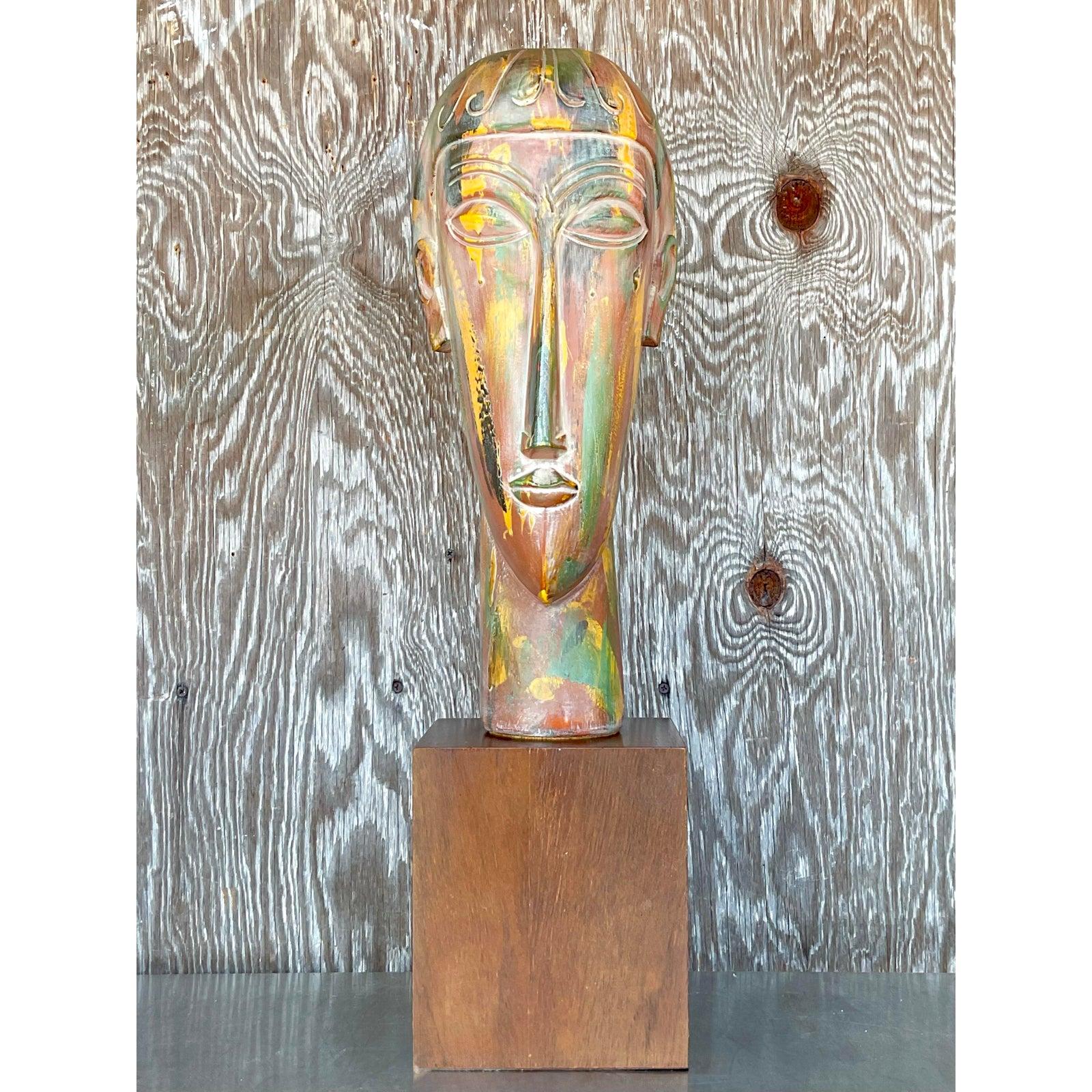 Busto in gesso boho vintage di Modigliani in vendita 1