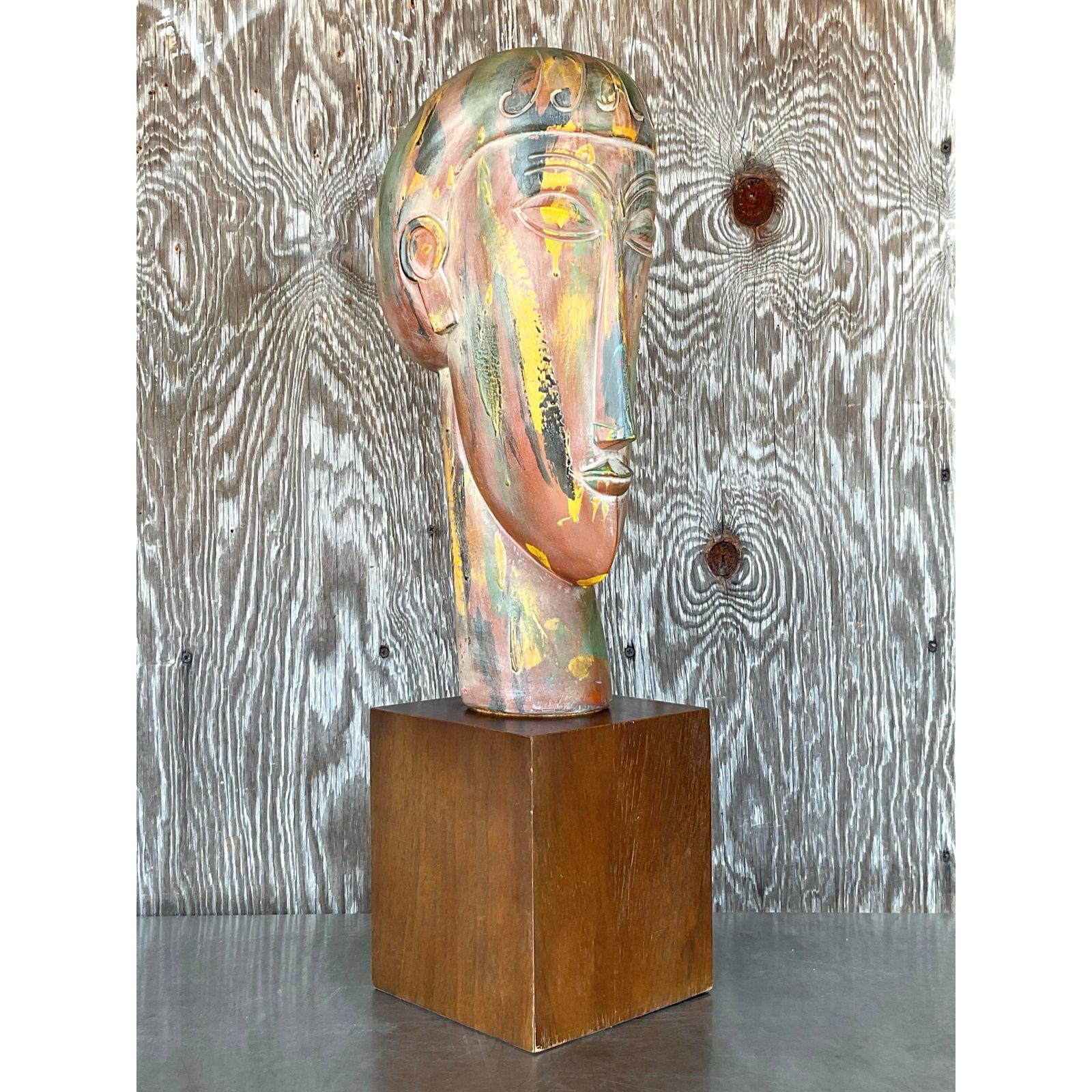 Busto in gesso boho vintage di Modigliani in vendita 2