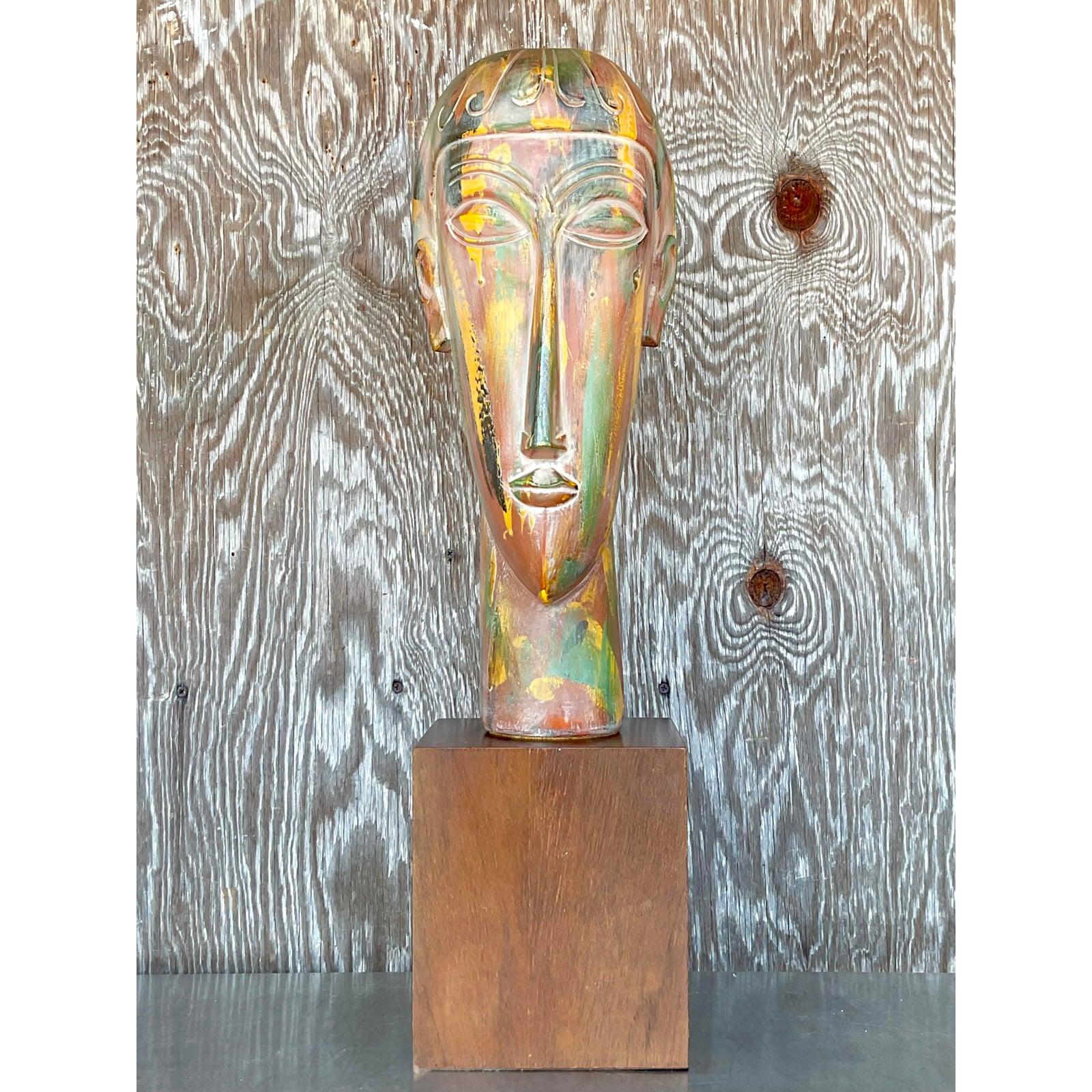 Busto in gesso boho vintage di Modigliani in vendita 3