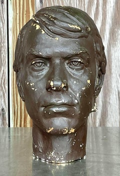 Vintage Boho Plaster Bust of Man