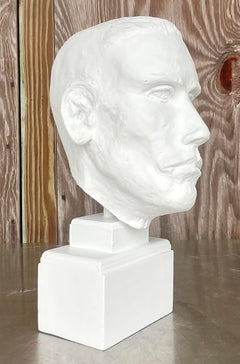 Vintage Boho Plaster Bust of Man