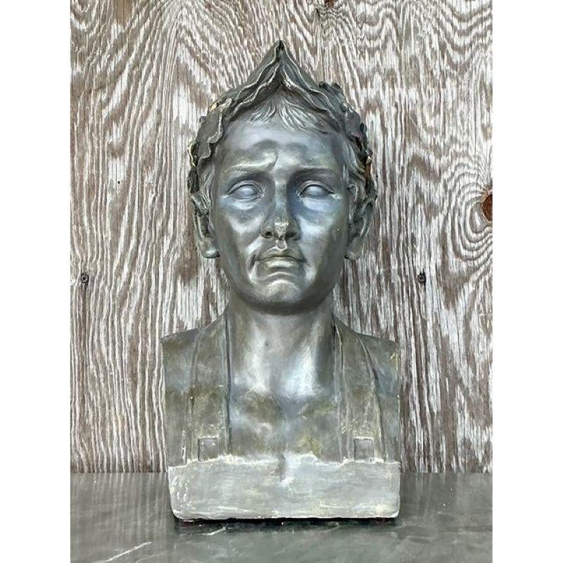 Romano classico Busto in gesso vintage di uomo Boho in vendita