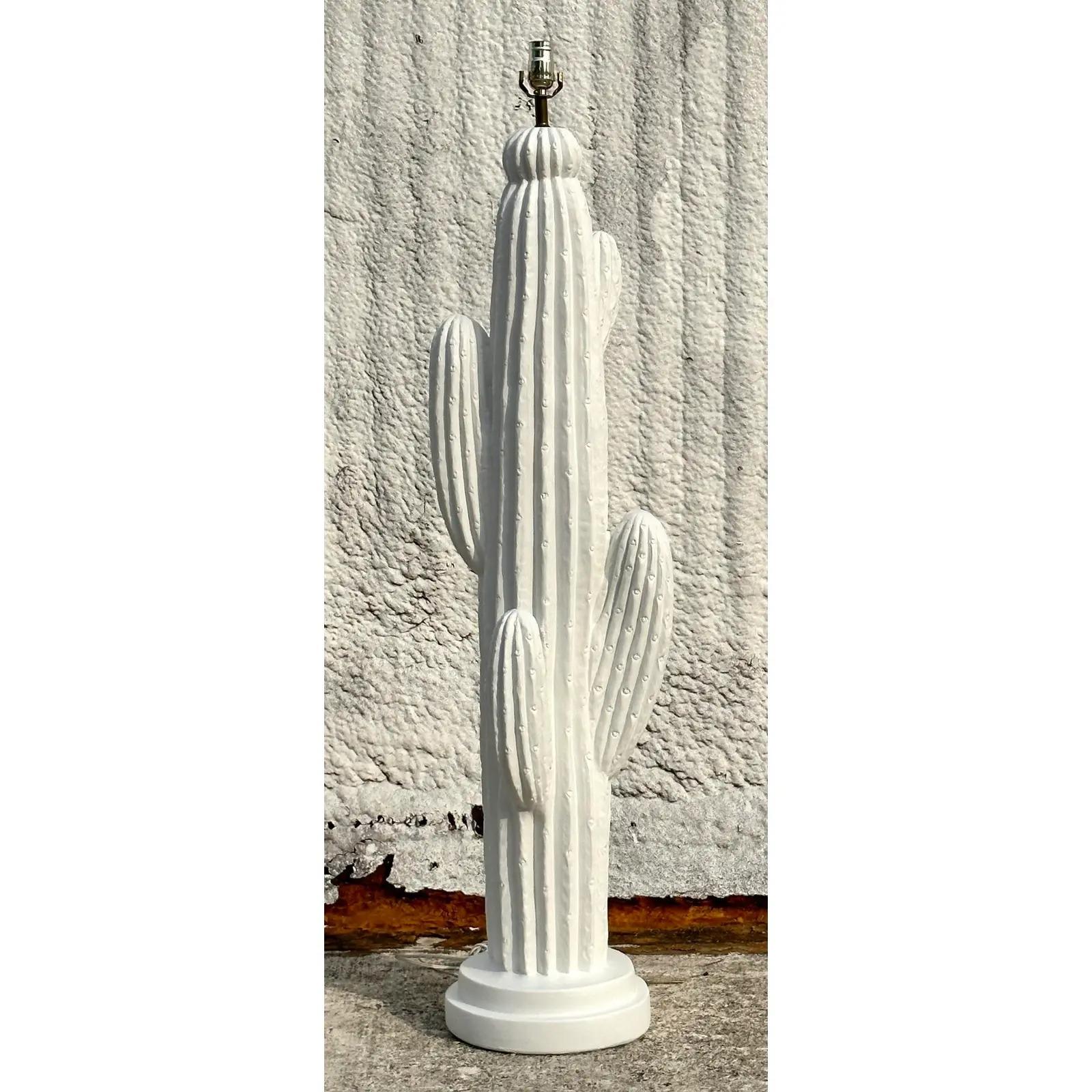 A fantastic vintage Boho floor lamp. Beautiful cactus design in a matte white finish. Acquired from a Palm Beach estate.
