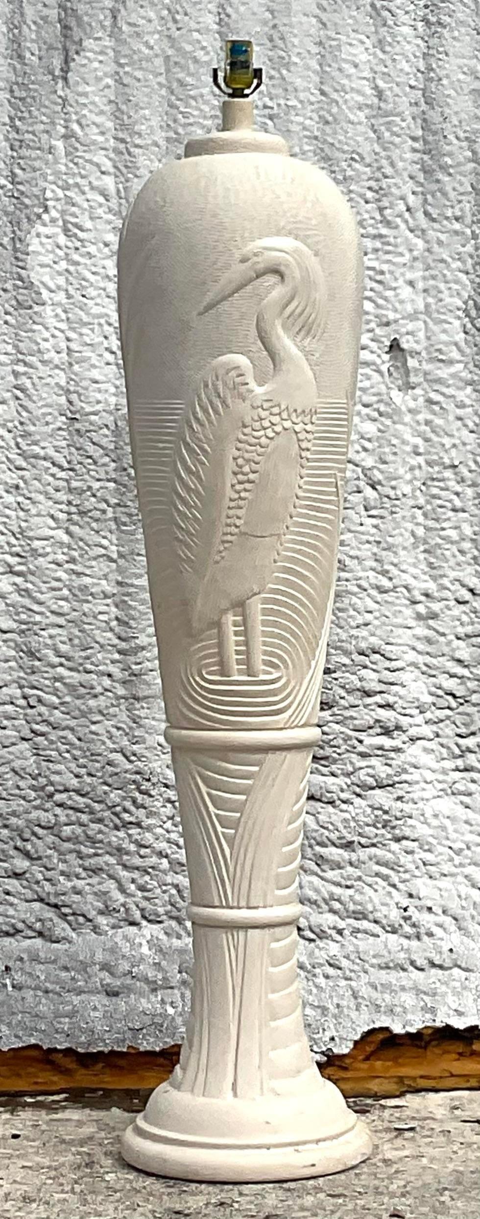Fin du 20e siècle Lampadaire vintage Boho en plâtre Crane en vente