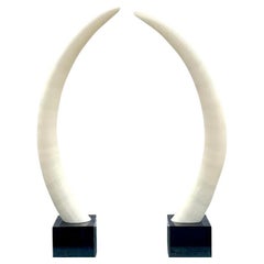 Vintage Boho Plaster Elephant Tusks - a Pair