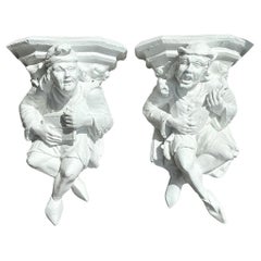 Vintage Boho Plaster Jester Brackets - a Pair