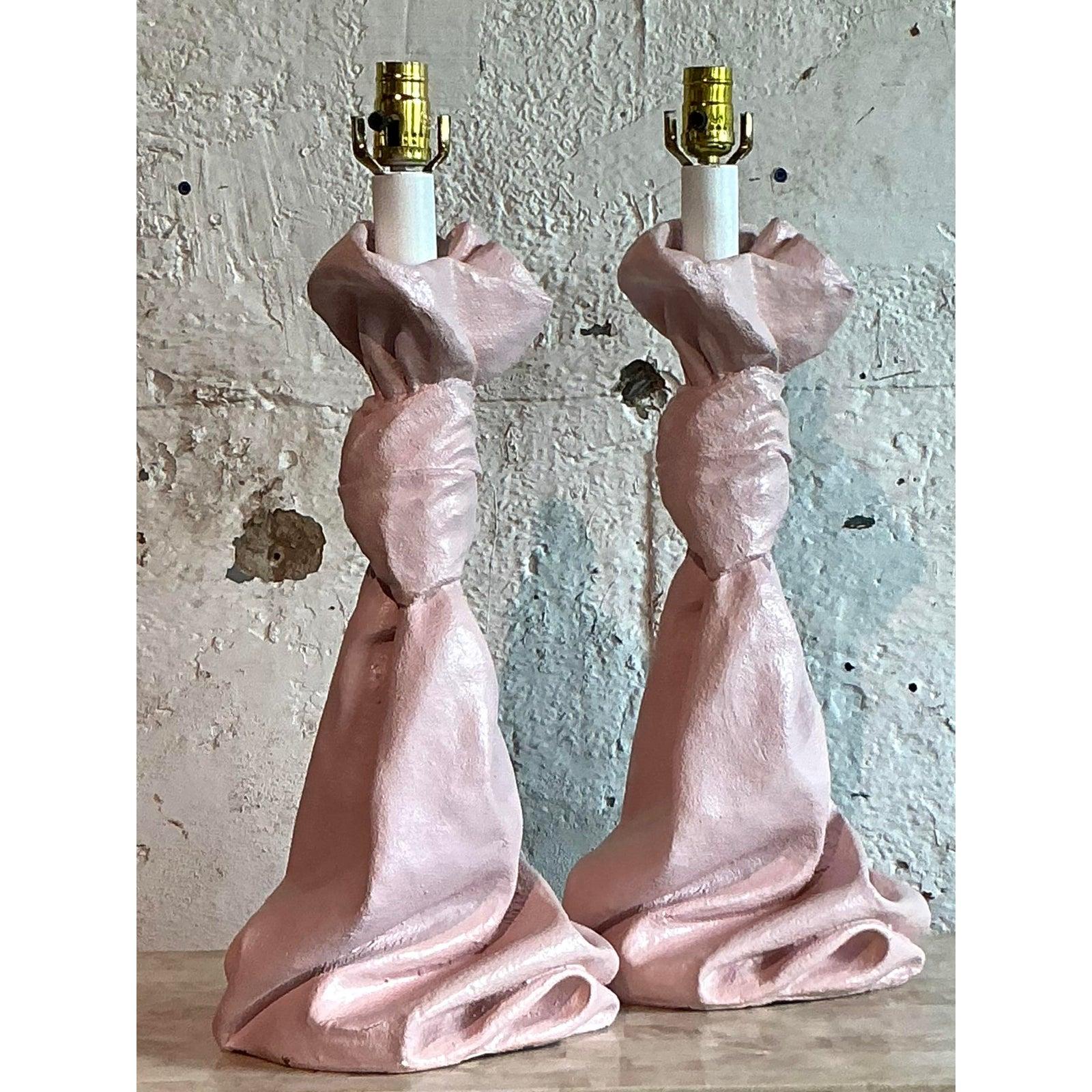 Lámparas vintage boho de nudos de escayola - Pareja Estadounidense en venta