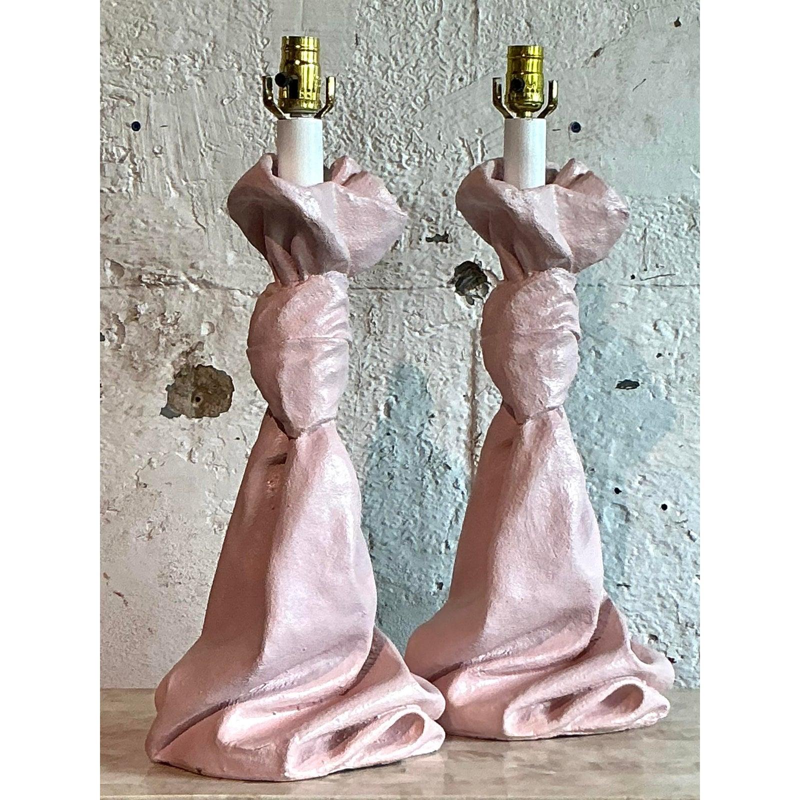 Lámparas vintage boho de nudos de escayola - Pareja siglo XX en venta
