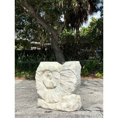 Vintage Boho Plaster Nautilus Console Table