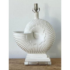 Vintage Boho Plaster Nautilus Shell Lamp
