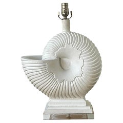 Vintage Boho Plaster Nautilus Shell Lamp