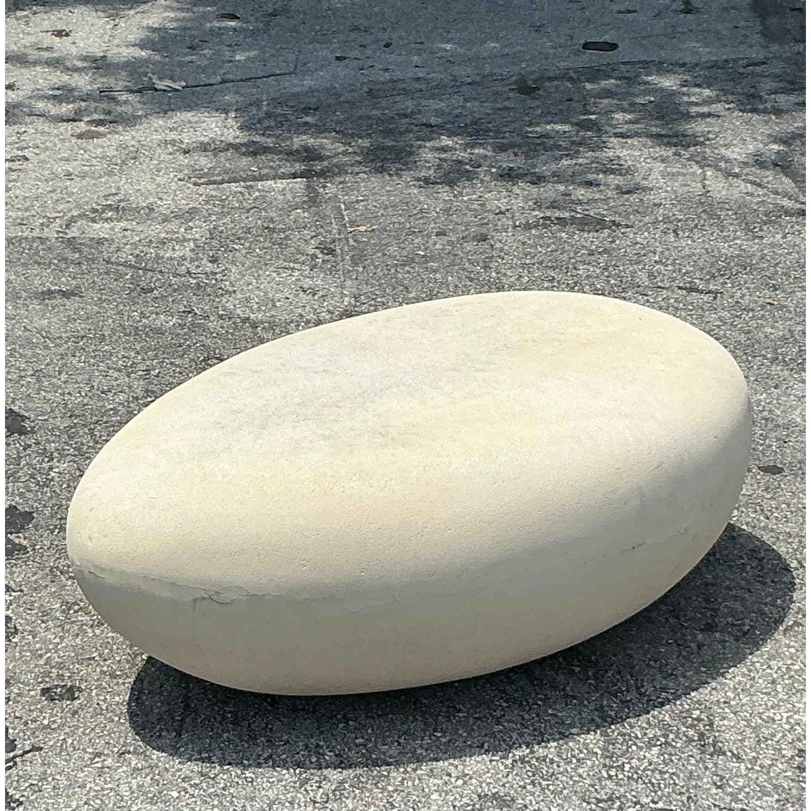 Table basse bohème biomorphique vintage en plâtre sur fibre de verre Bon état - En vente à west palm beach, FL
