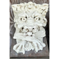 Vintage Boho Plaster Over Fiberglass Gargoyle Corbels - A Pair