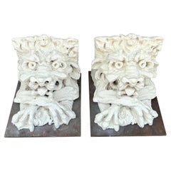 Vintage Boho Plaster Over Fiberglass Gargoyle Corbels - A Pair