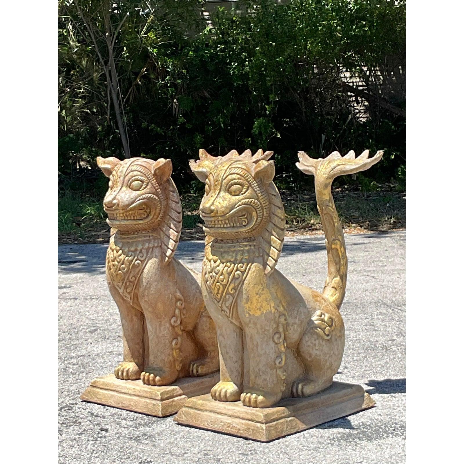 Cani da caccia Boho in gesso su legno - Una coppia in vendita 4