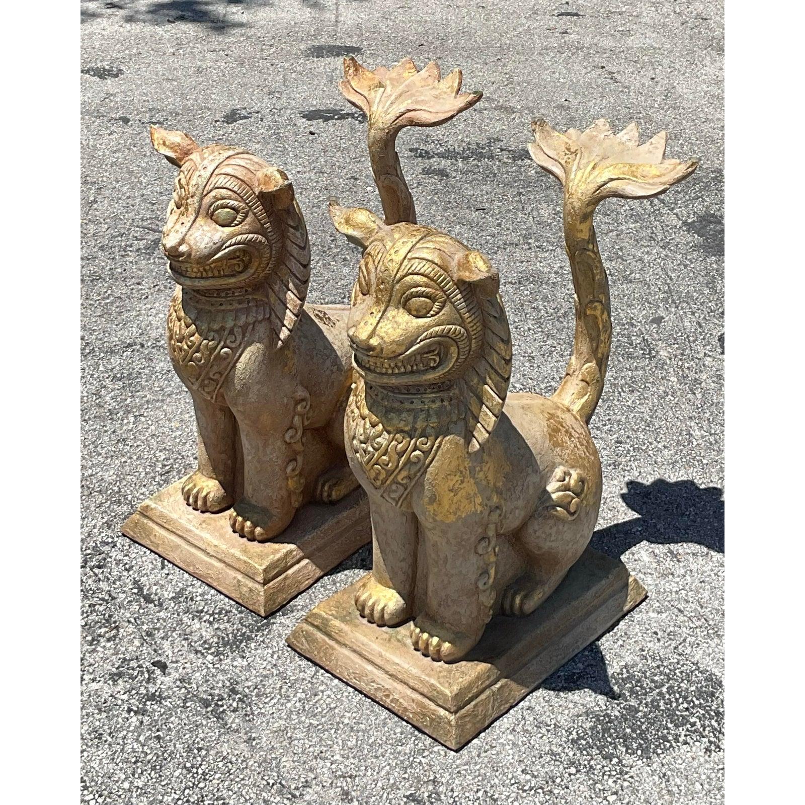 Filippino Cani da caccia Boho in gesso su legno - Una coppia in vendita