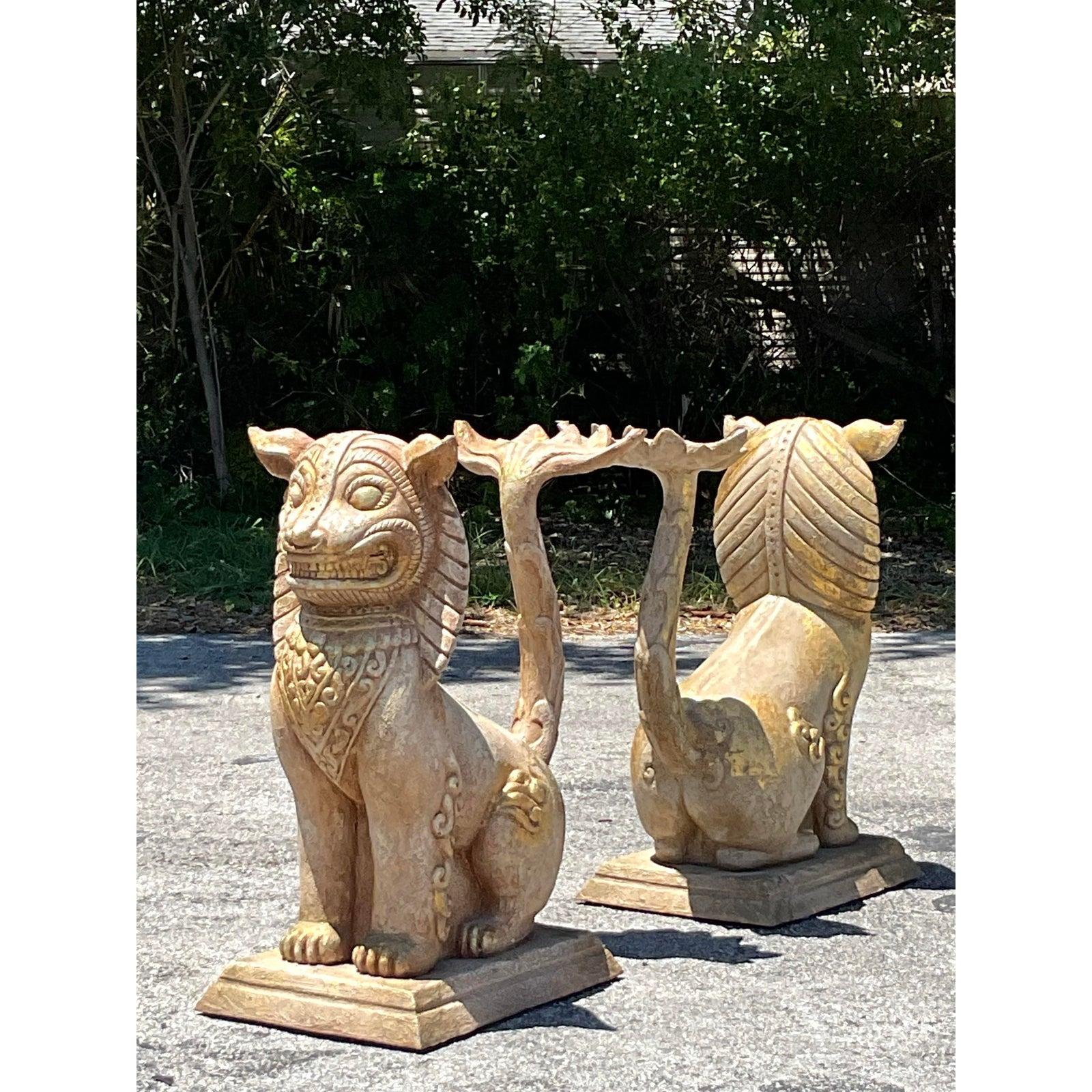 Cani da caccia Boho in gesso su legno - Una coppia in vendita 3