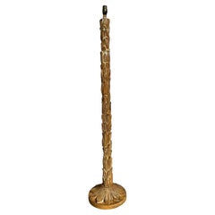 Vintage Boho Plaster Over Wood Leaf Floor Lamp After Serge Roche