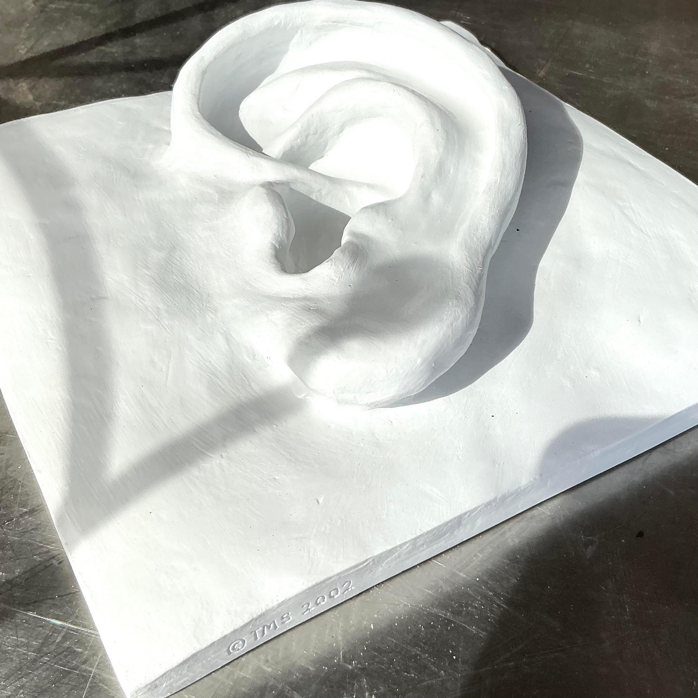 This vintage plaster relief of an ear is a unique and intriguing piece perfect for adding a touch of artistic flair to any space. Handcrafted with attention to detail, this relief showcases the natural contours and delicate curves of the human ear,