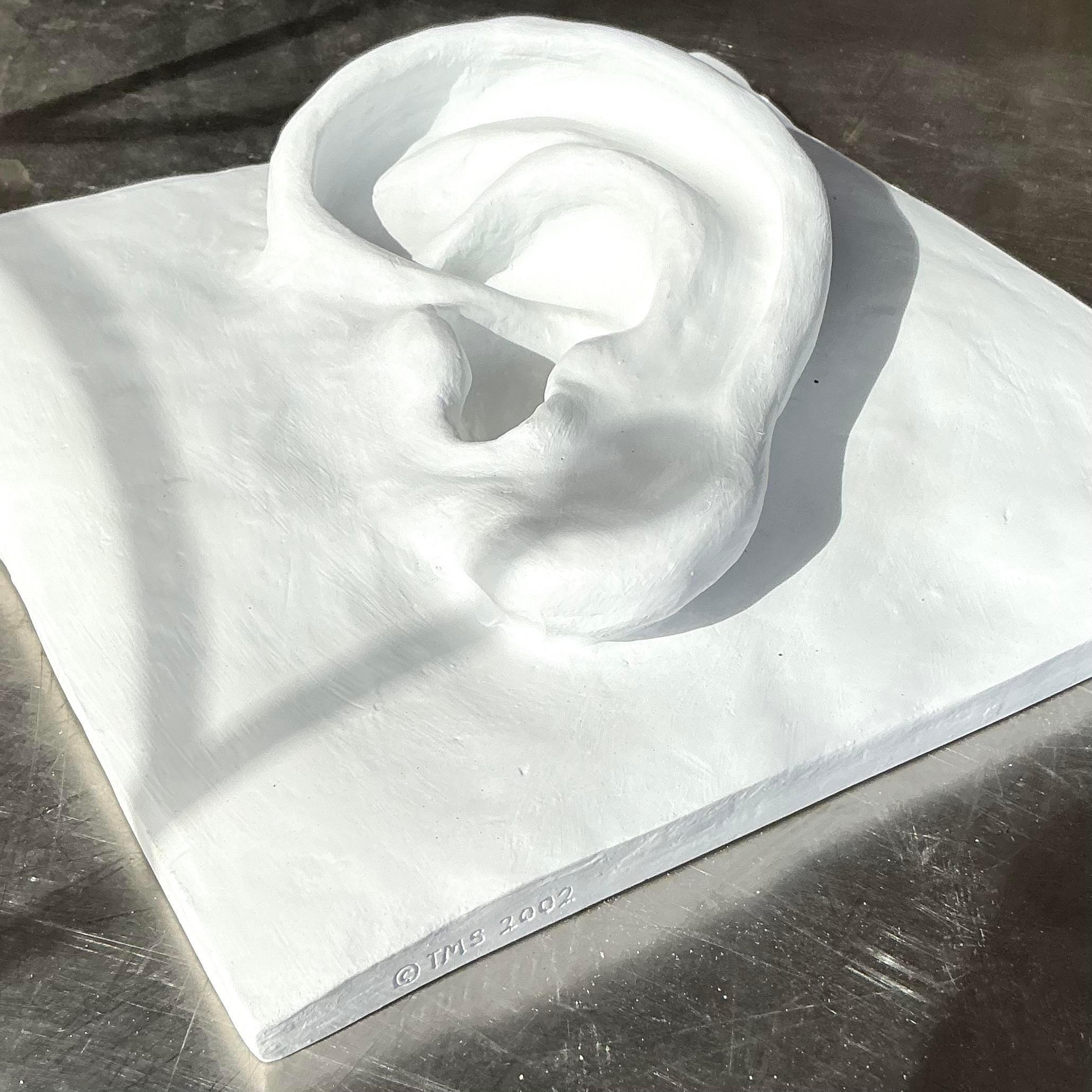 American Vintage Boho Plaster Relief of Ear For Sale