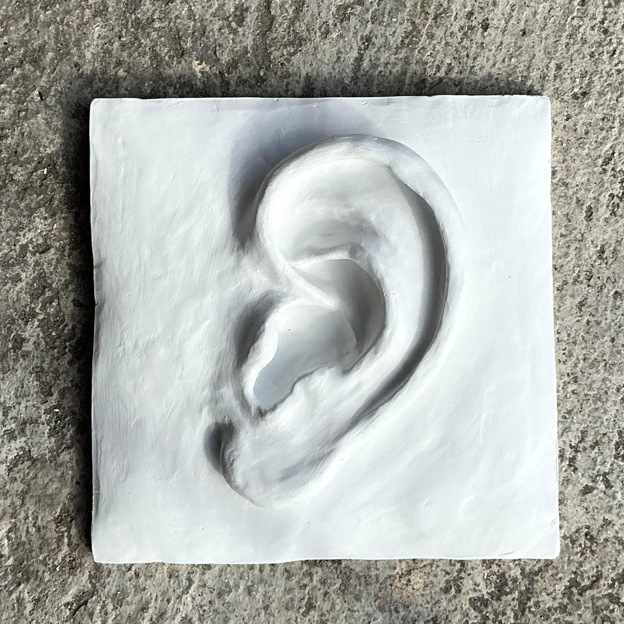 Vintage Boho Plaster Relief of Ear For Sale 1