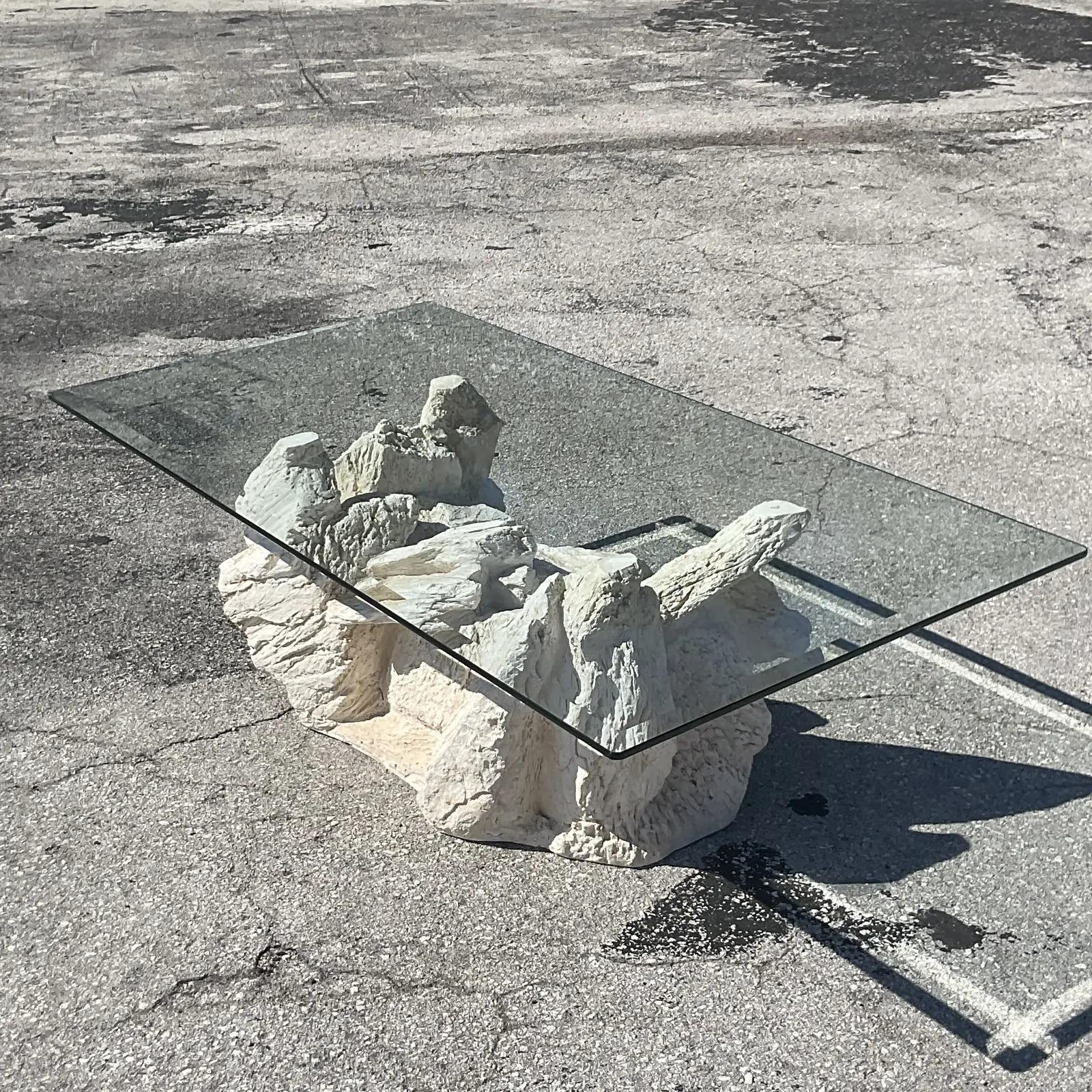 Vintage Boho Plaster Rock Coffee Table After Sirmos 5