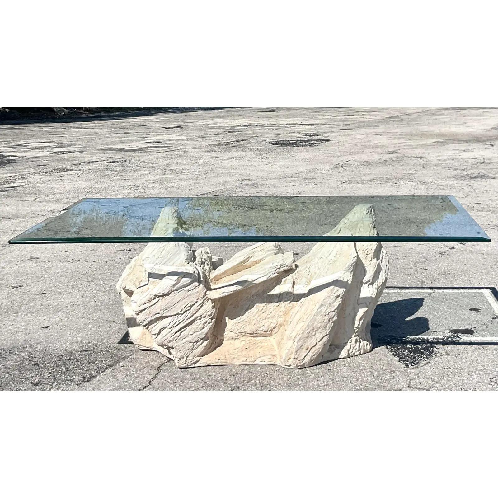 Vintage Boho Plaster Rock Coffee Table After Sirmos 6