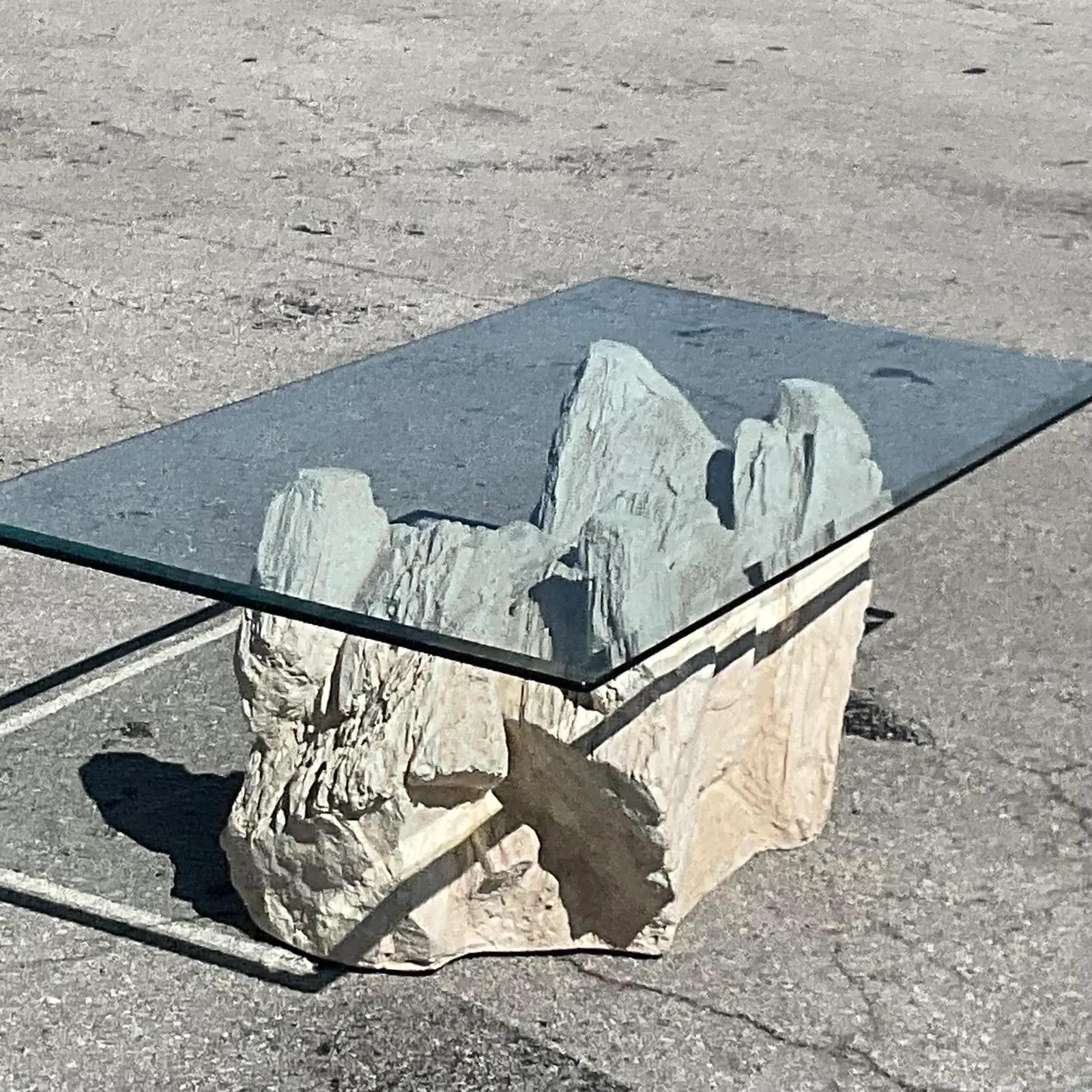 Vintage Boho Plaster Rock Coffee Table After Sirmos 8