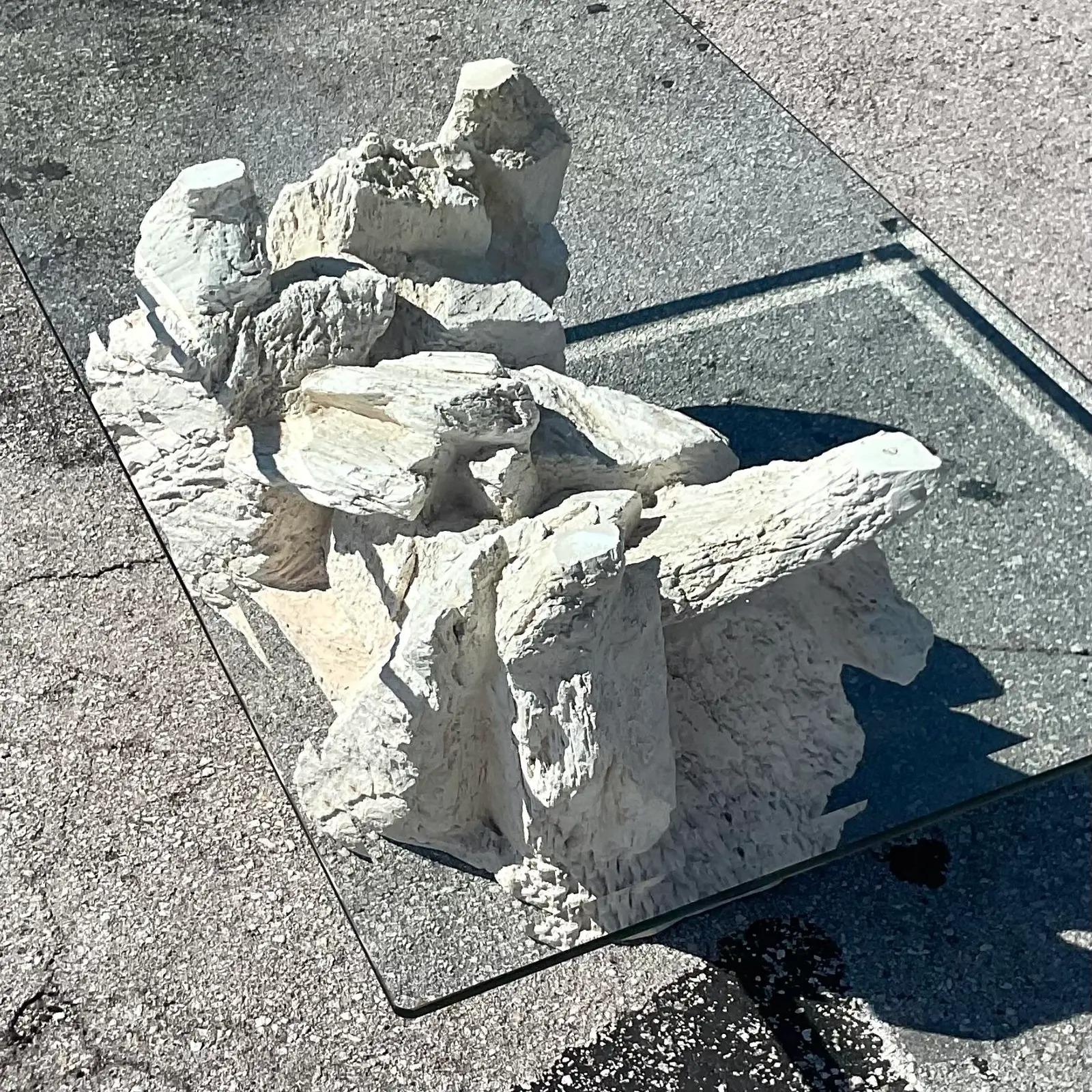 Vintage Boho Plaster Rock Coffee Table After Sirmos 1