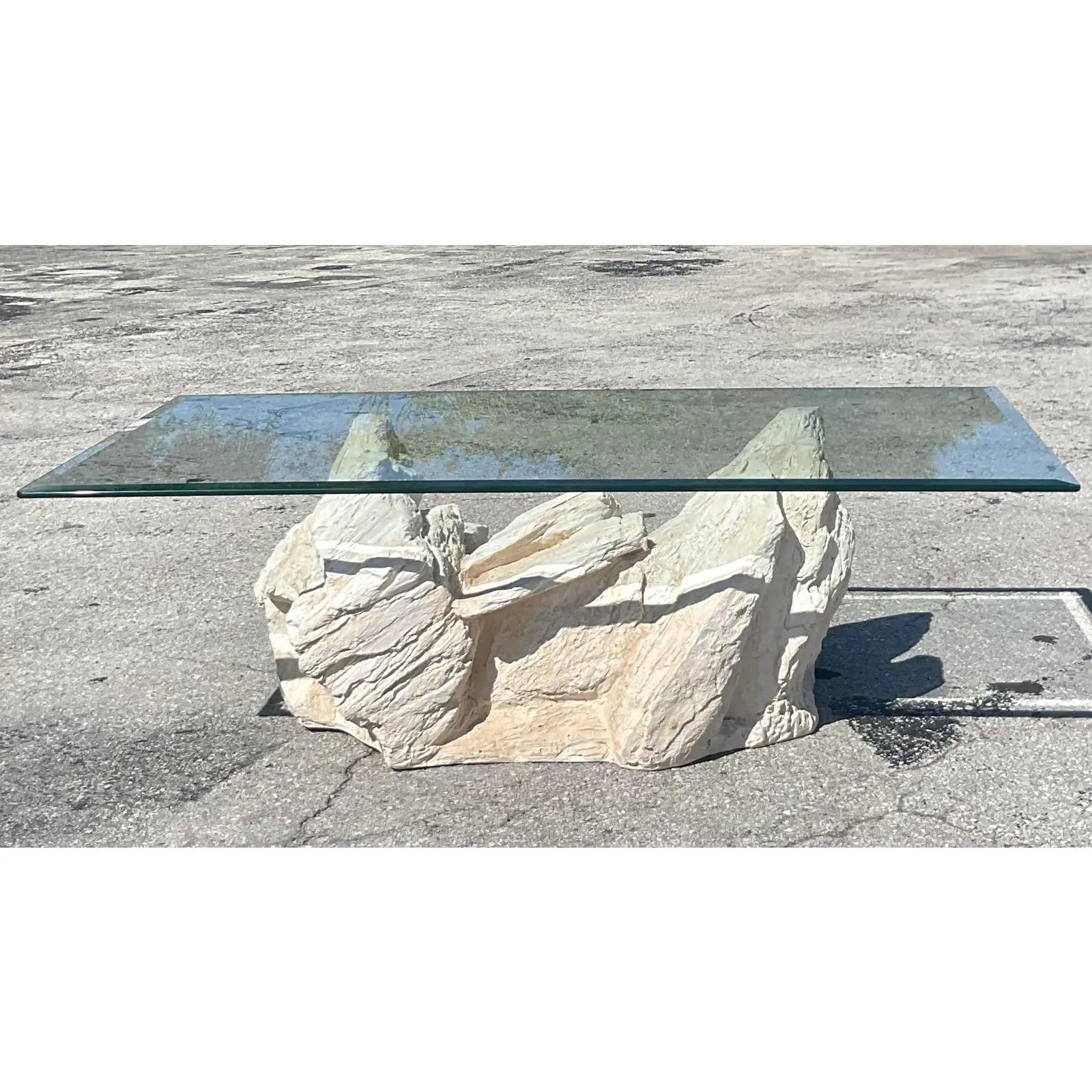 Vintage Boho Plaster Rock Coffee Table After Sirmos 4