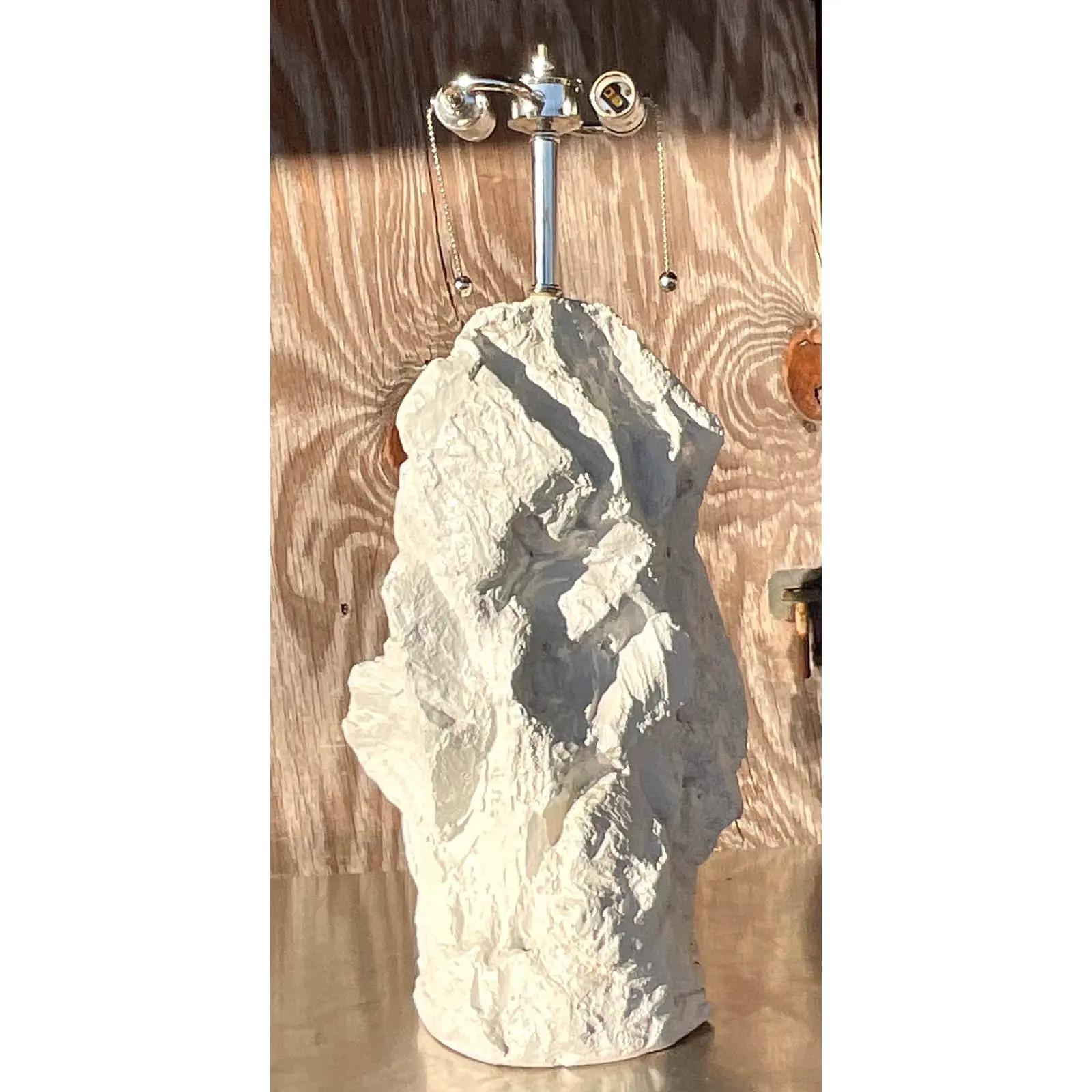 North American Vintage Boho Plaster Rock Lamp After Sirmos