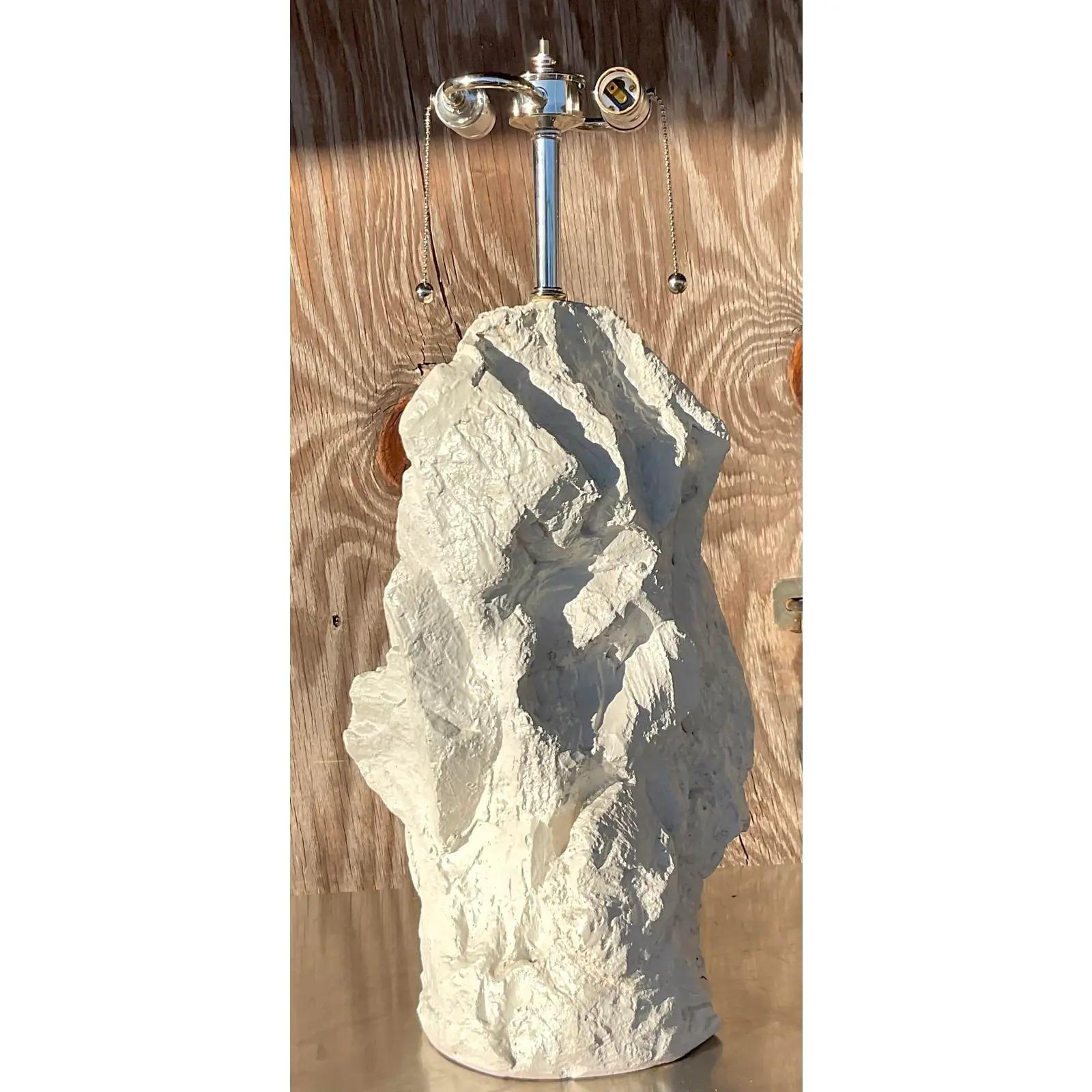 Vintage Boho Plaster Rock Lamp After Sirmos In Good Condition In west palm beach, FL