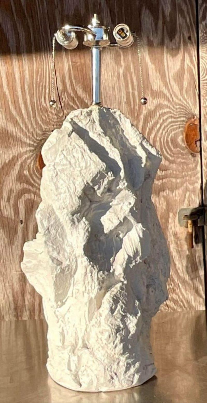 Vintage Boho Plaster Rock Lamp After Sirmos In Good Condition For Sale In west palm beach, FL